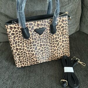 Crossbody leopard tote